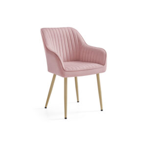 SONGMICS Dining Chair with Armrests Pastel Pink-Pale Gold