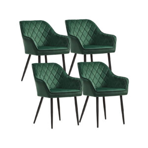 SONGMICS Dining Chairs with Velvet Cover, Set of 4, Green