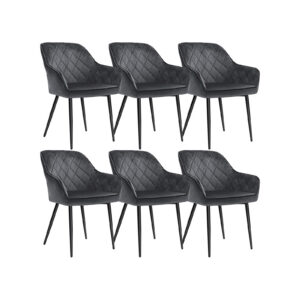 SONGMICS Dining Chairs with Velvet Cover, Set of 6, Gray