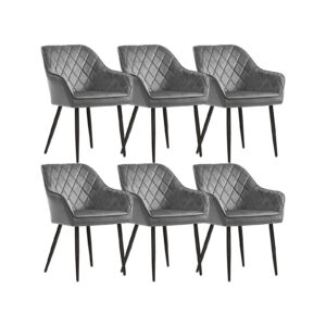 SONGMICS Dining Chairs with Armrests, Set of 6, Gray