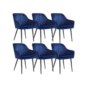 SONGMICS Dining Chairs with Armrests, Set of 6, Blue