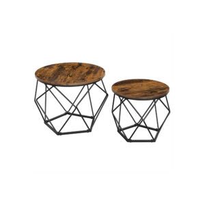 VASAGLE Set of 2 coffee tables in vintage brown and black