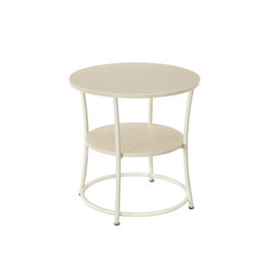 VASAGLE Side Table with 2 Shelves and Steel Frame Natural Beige