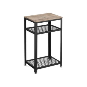 VASAGLE Side Table 2 Wire Shelves Greige-Black