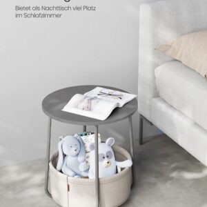 VASAGLE Round Side Table with Fabric Basket