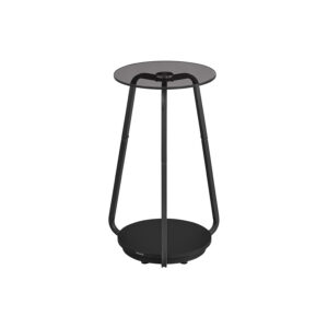 VASAGLE Side Table with 2 Levels and Glass Top Slate Gray
