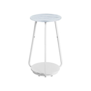 VASAGLE Round Side Table with 2 Levels, Glass Top and Shelf