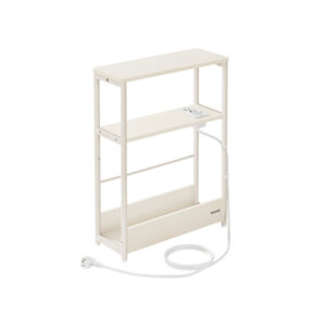 VASAGLE Side Table with 3 Shelves, Narrow, Cream White