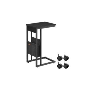 VASAGLE Side Table C-Shape with Storage Bag Ebony Black