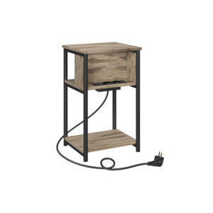 VASAGLE Side Table with Power Outlet Hazelnut Brown-Black