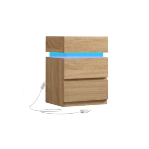 VASAGLE yöpöytä LED-valaistuksella ja 3 laatikolla