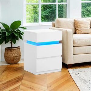 VASAGLE yöpöytä LED-valaistuksella, sivupöytä, säädettävät värit