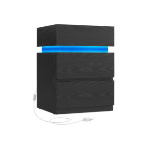 VASAGLE yöpöytä LED-valaistuksella, moderni valkoinen