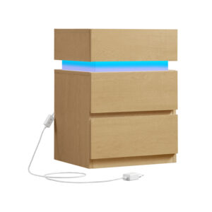 VASAGLE yöpöytä LED-valaistuksella ja 3 laatikolla