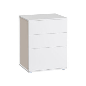 VASAGLE yöpöytä, 3 laatikkoa, mattavalkoinen-cappuccinobeige