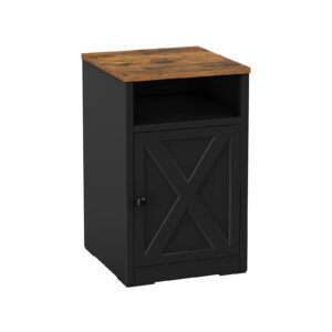 SONGMICS Bedside Table with Open Compartment Vintage Brown-Black