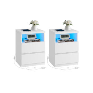 VASAGLE yöpöytä säädettävällä LED-valaistuksella pilvinen valkoinen