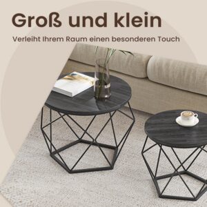 VASAGLE Sofabord, rundt, 2 stk. s?t, stuebord