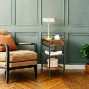 VASAGLE yöpöytä, sivupöytä, laatikko ja avoimet lokerot