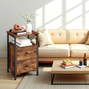 VASAGLE yöpöytä, sivupöytä, 2 laatikolla