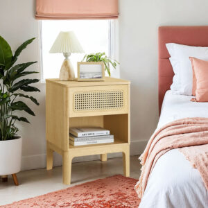 VASAGLE yöpöytä, jossa on laatikko ja avoin lokero, moderni