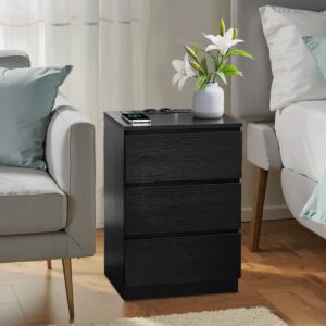 VASAGLE Side Table 3 Drawers Modern Ebony Black
