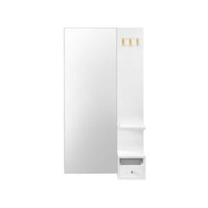 SONGMICS Väggspegel med förvaringsutrymme, enkel montering, molnvit