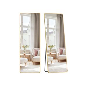 SONGMICS Rektangul?rt helkropsspejl 160 x 50 cm lyseguld