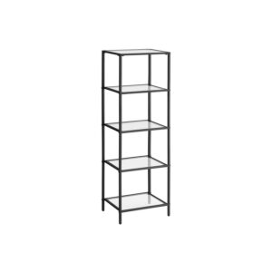 VASAGLE shelf with 5 shelves, easy assembly, transparent ink black