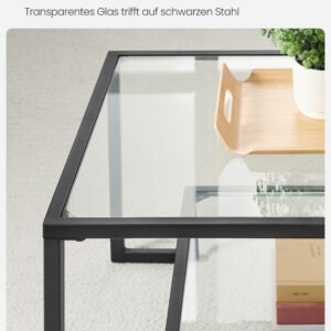 VASAGLE soffbord Glasbord Stålstativ basissvart