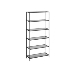 VASAGLE shelf with 6 shelves Tempered glass slate gray-ink black
