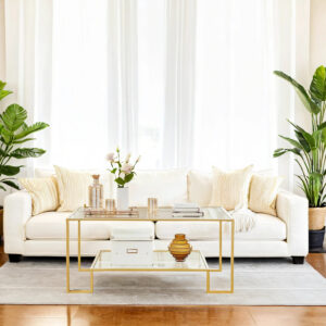 VASAGLE soffbord 2 hyllor i härdat glas