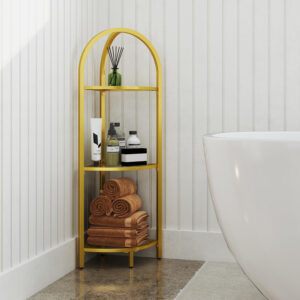 VASAGLE 3-stegs hörnhylla, bokhylla, badrumsorganiserare