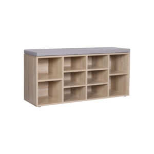 VASAGLE Upholstered Shoe Bench Natural Colors-Gray