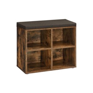 VASAGLE shoe bench with 4 compartments vintage brown-chestnut brown