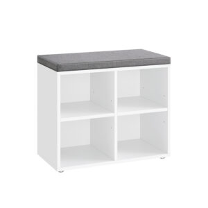 VASAGLE shoe bench with 4 compartments cloud white-dove gray