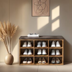 VASAGLE shoe bench with storage space, shoe rack with seat, bench