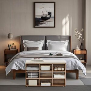 VASAGLE shoe bench with storage space, shoe rack with seat, bench