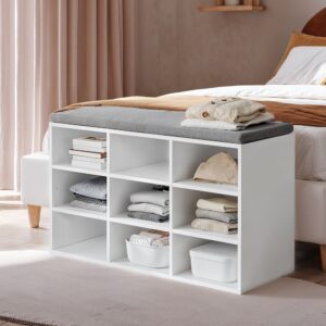 VASAGLE shoe bench with storage space, shoe rack with seat, bench
