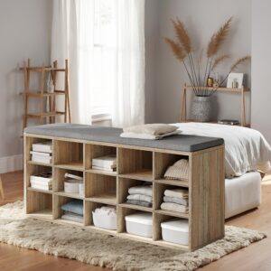 VASAGLE shoe bench with storage space, shoe rack with seat, bench