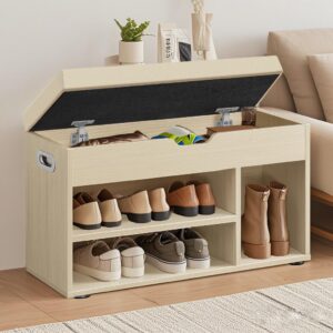 VASAGLE Shoe Bench, Bench with Storage Space, Upholstered