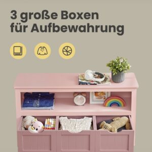 VASAGLE lasten hylly rullilla 30 x 102 x 60 cm pastellinpunainen