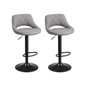 SONGMICS Bar Stool Set of 2 Height Adjustable Gray