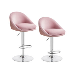 VASAGLE Barstolar 2-pack höj- och sänkbara pastellrosa-silvergrå