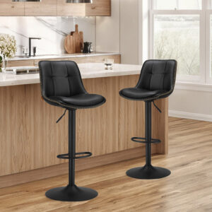 VASAGLE baarituolien 2 kpl:n sarja, selkänojalla, musta