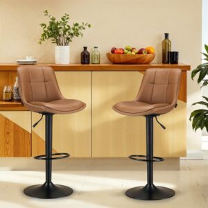 VASAGLE baarituolien 2 kpl:n sarja, selkänojalla, karamellinruskea