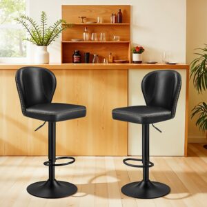 VASAGLE baarituoli 2 kpl, kääntyvä, selkänojalla, musta