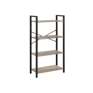 VASAGLE kirjahylly, 4 tasoa, greige-musta