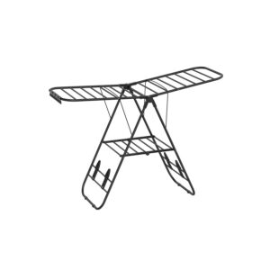 SONGMICS Clothes Drying Rack with Steel Wings, Ink Black