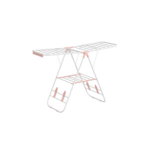 SONGMICS Clothes Dryer with Steel Wings, Cloud White-Pastel Pink